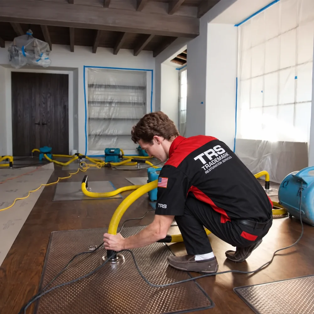 Trademark Restoration Services technician extracting water inside a Southern Nevada home